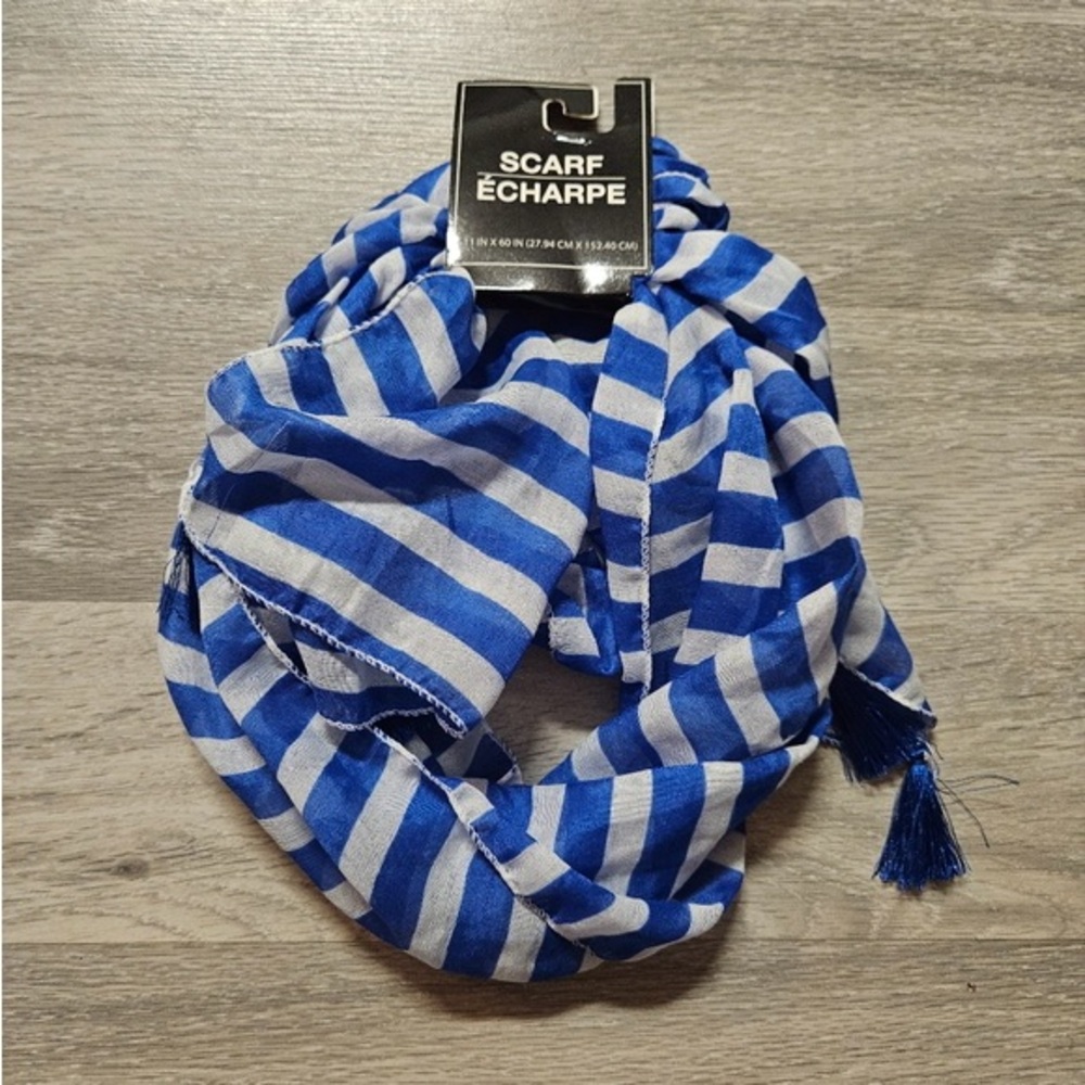 $30 Blue &White Stripe Scarf